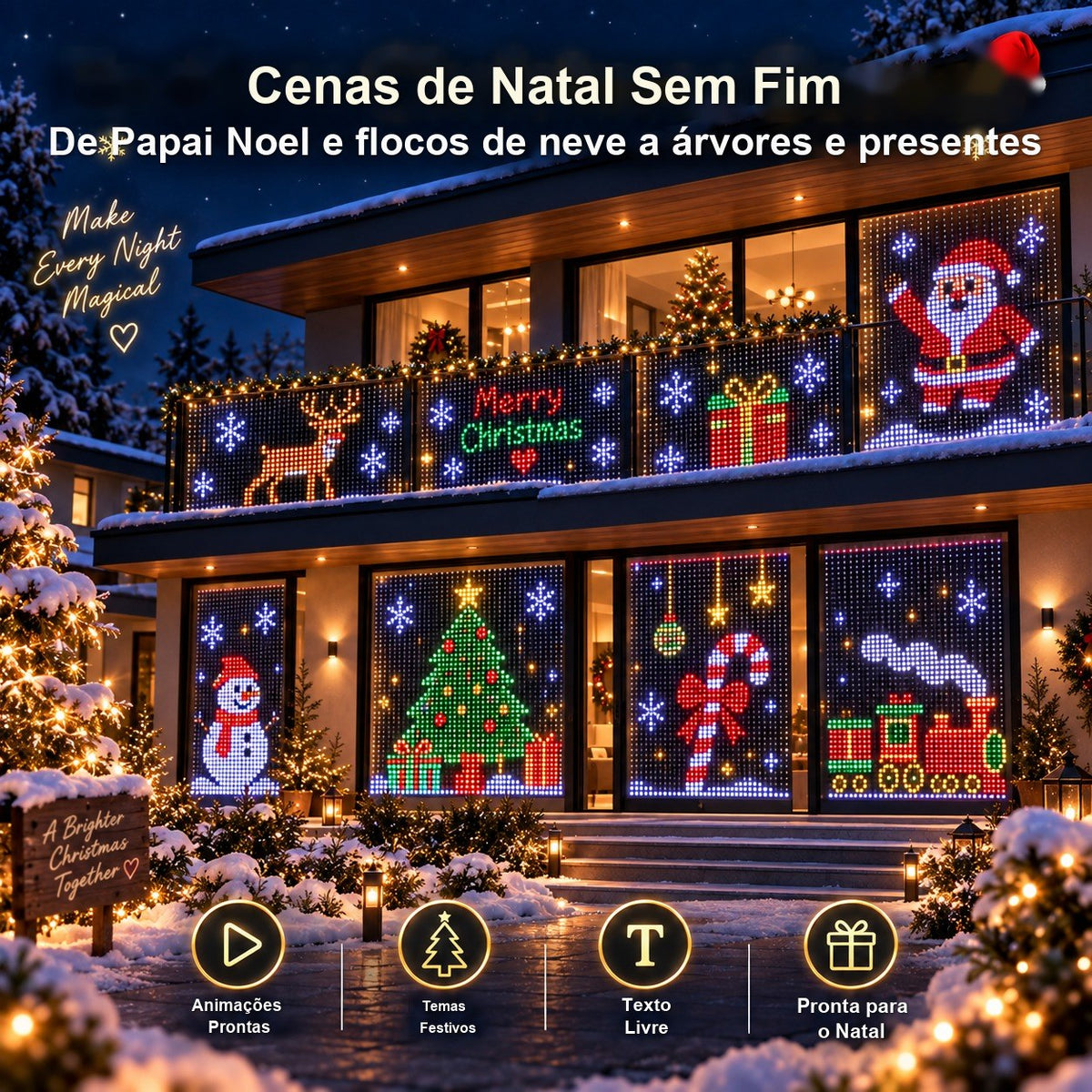 Cortina de LED Pixel RGB com App