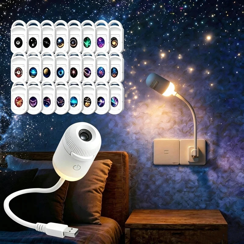 Decoração de Natal com projeção de estrelas e galáxias em HD 4K, luz noturna 360 ° Lâmpada de projeção de céu estrelado com alimentação USB e base giratória.