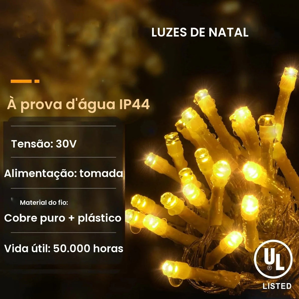 Decorações de Natal 2026, guirlanda de luzes LED com efeito de fadas, estilo estrelado, para uso externo (branco quente + branco frio com efeito estroboscópico), 28 m (L) * 0,4/0,5/0,6 m (A)