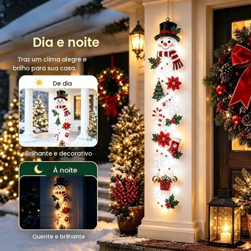 Enfeite de Porta de Natal Brilhante, Pingente de Parede LED com Árvore de Natal e Papai Noel para Porta da Frente de Casa, Natal 2026 e Ano Novo 2027