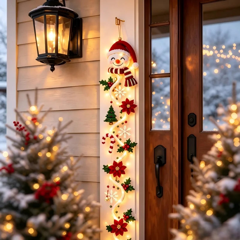 Enfeite de Porta de Natal Brilhante, Pingente de Parede LED com Árvore de Natal e Papai Noel para Porta da Frente de Casa, Natal 2026 e Ano Novo 2027