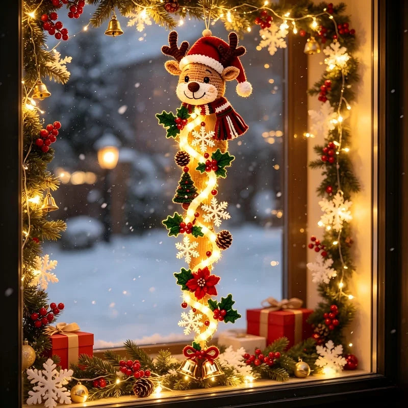 Enfeite de Porta de Natal Brilhante, Pingente de Parede LED com Árvore de Natal e Papai Noel para Porta da Frente de Casa, Natal 2026 e Ano Novo 2027