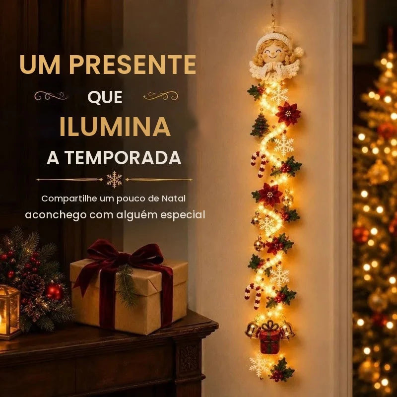 Enfeite de Porta de Natal Brilhante, Pingente de Parede LED com Árvore de Natal e Papai Noel para Porta da Frente de Casa, Natal 2026 e Ano Novo 2027