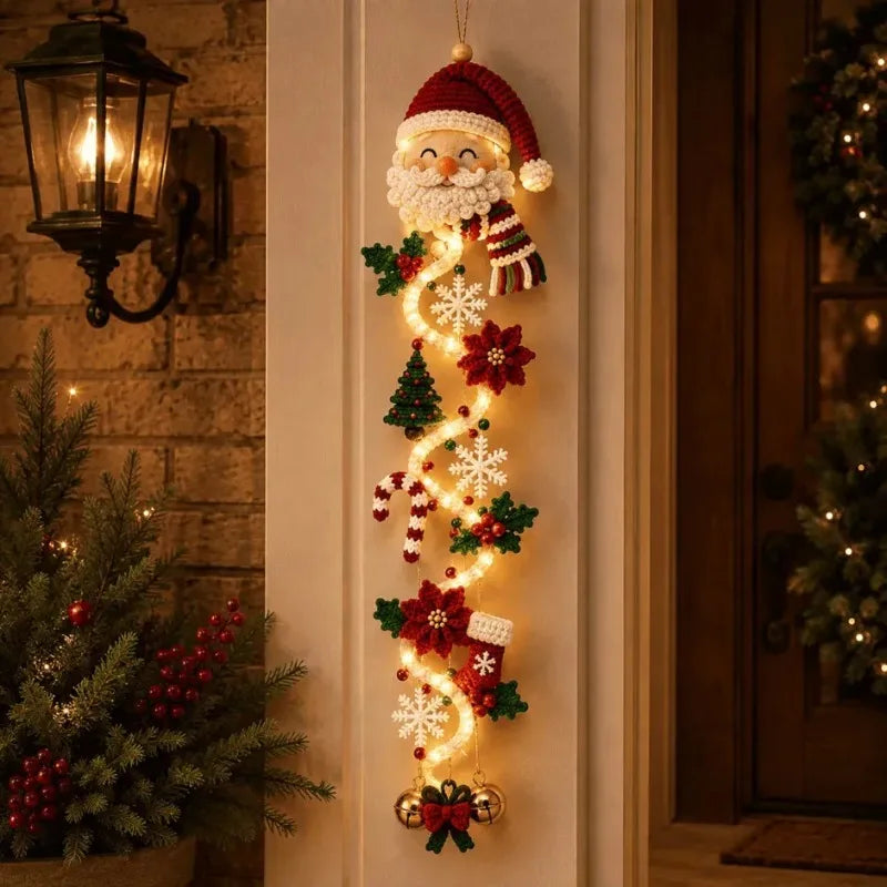 Enfeite de Porta de Natal Brilhante, Pingente de Parede LED com Árvore de Natal e Papai Noel para Porta da Frente de Casa, Natal 2026 e Ano Novo 2027