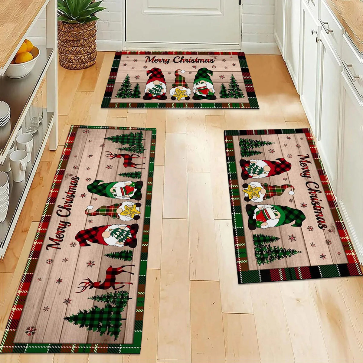 Feliz natal gnome árvore de natal padrão tapetes de cozinha sala de estar quarto entrada varanda banheiro antiderrapante tapetes