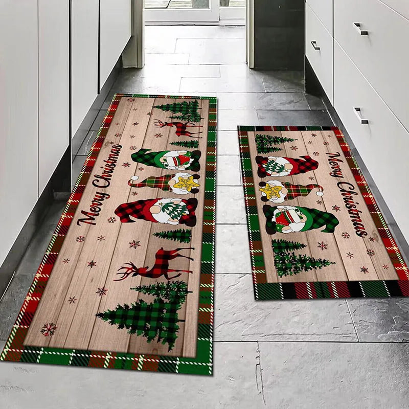 Feliz natal gnome árvore de natal padrão tapetes de cozinha sala de estar quarto entrada varanda banheiro antiderrapante tapetes