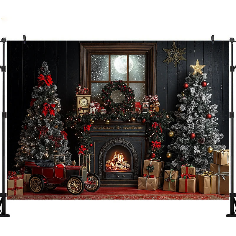 Fundo de Natal com Lareira para Foto de Criança