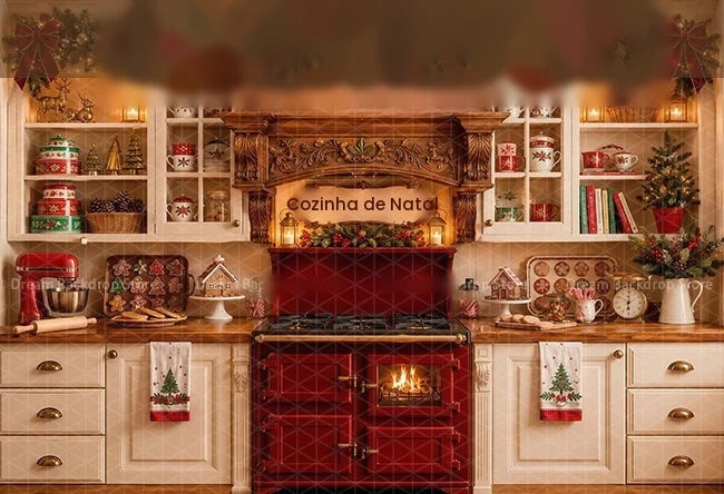 Fundo Fotográfico de Inverno Natalino: Loja do Papai Noel, Fábrica de Brinquedos, Correios, Árvore de Natal, Decoração para Retratos de Crianças e Família, Cenário para Estúdio Fotográfico