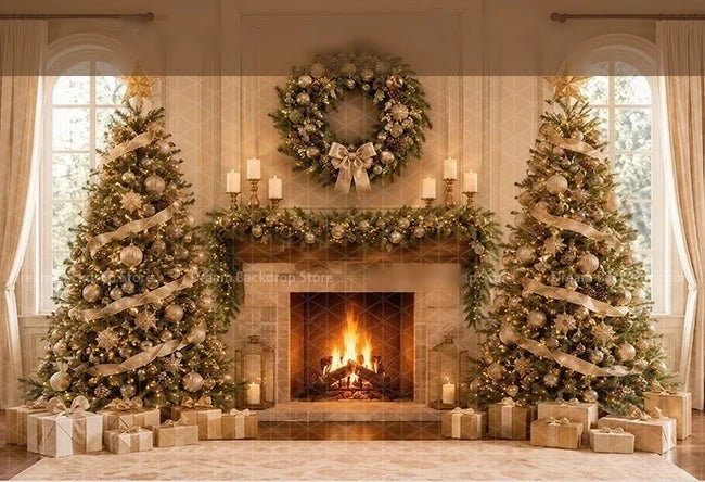 Fundo Fotográfico de Inverno Natalino: Loja do Papai Noel, Fábrica de Brinquedos, Correios, Árvore de Natal, Decoração para Retratos de Crianças e Família, Cenário para Estúdio Fotográfico