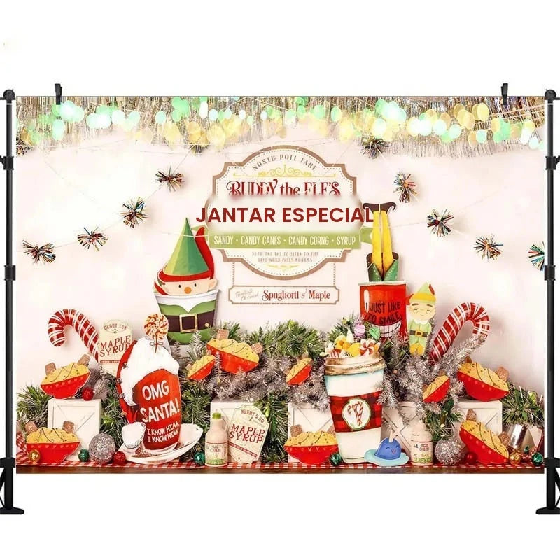 Fundo Fotográfico de Natal LS, Decoração de Sala de Correio do Polo Norte, Trenó do Papai Noel, Acessórios de Estúdio para Retratos de Família no Natal
