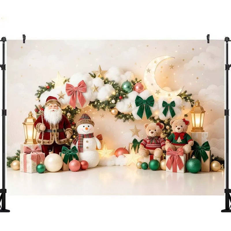 Fundo Fotográfico de Natal LS, Decoração de Sala de Correio do Polo Norte, Trenó do Papai Noel, Acessórios de Estúdio para Retratos de Família no Natal