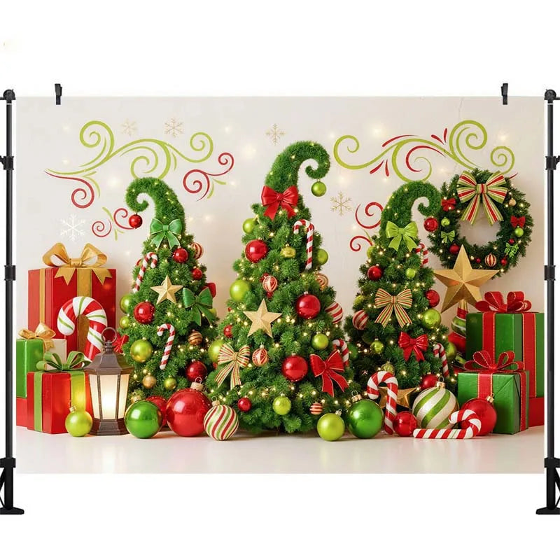 Fundo Fotográfico de Natal LS, Decoração de Sala de Correio do Polo Norte, Trenó do Papai Noel, Acessórios de Estúdio para Retratos de Família no Natal