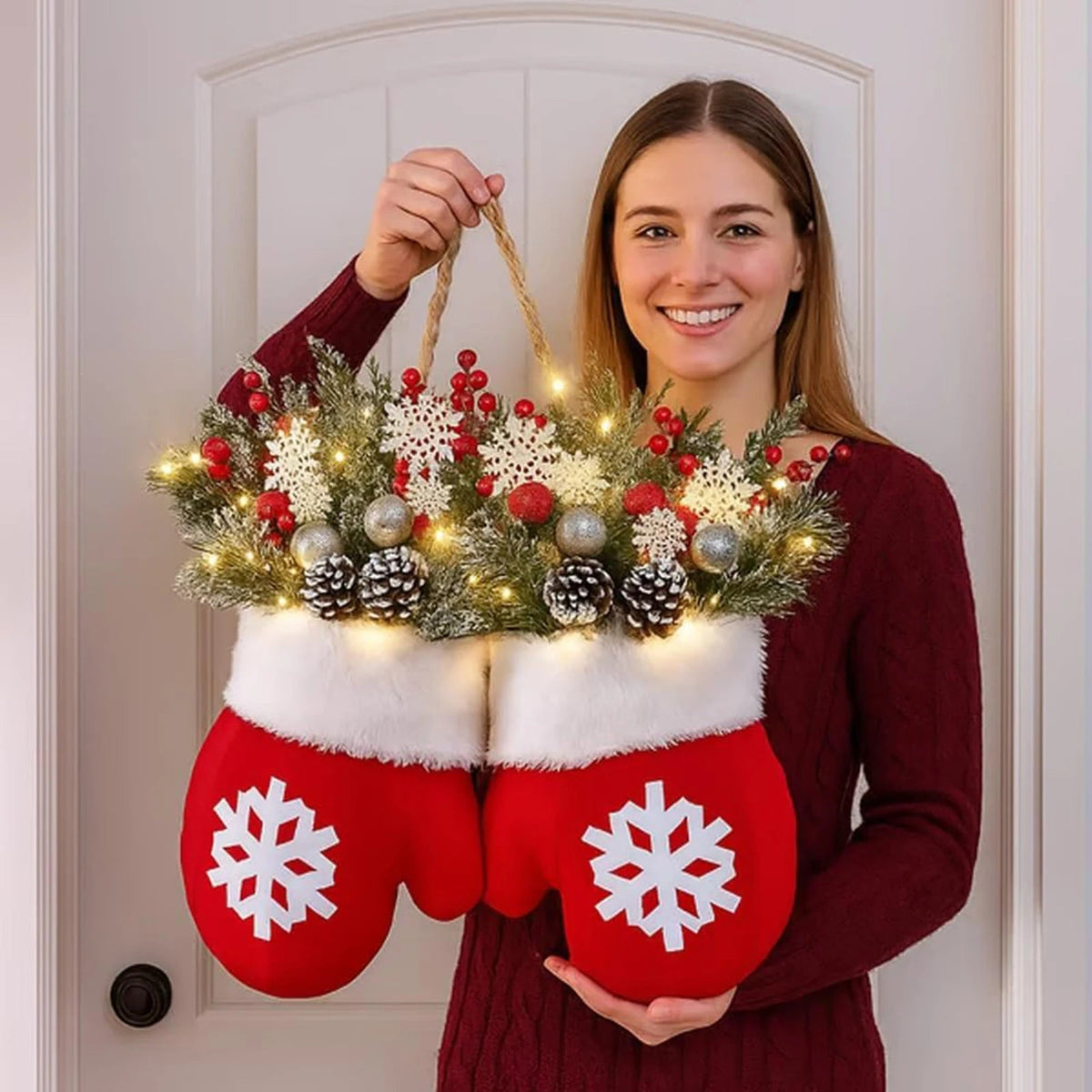 Guirlanda Luva de Natal Iluminada