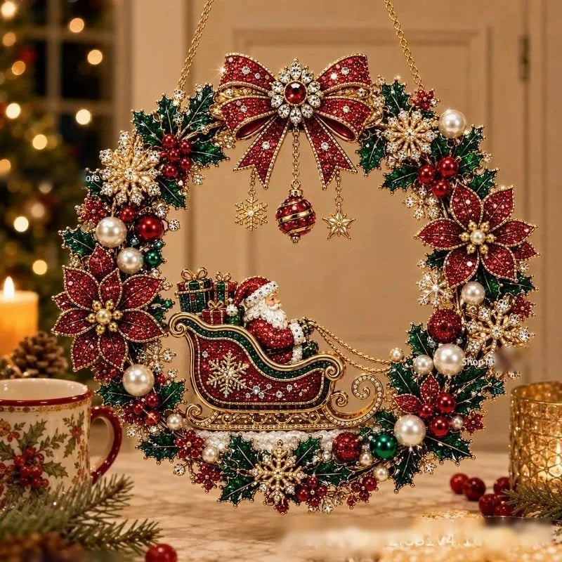 Kit de pintura com diamantes e motivos natalinos, conjunto de artesanato com diamantes acrílicos para iniciantes, com guirlanda de luzes e cordão, ideal como presente para as festas.