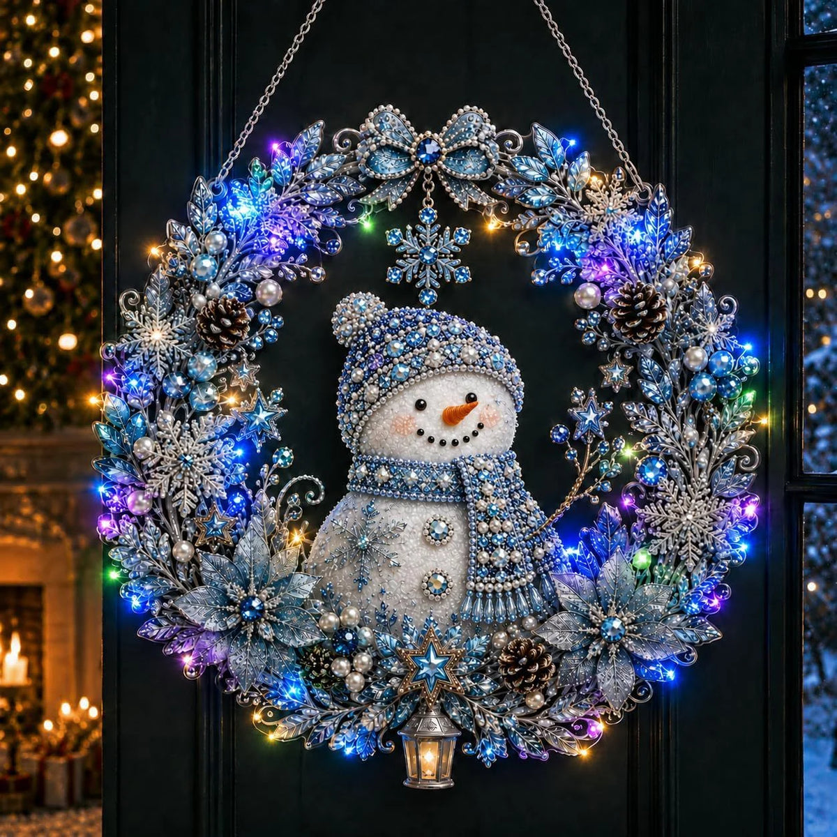 Kit de pintura com diamantes e motivos natalinos, conjunto de artesanato com diamantes acrílicos para iniciantes, com guirlanda de luzes e cordão, ideal como presente para as festas.