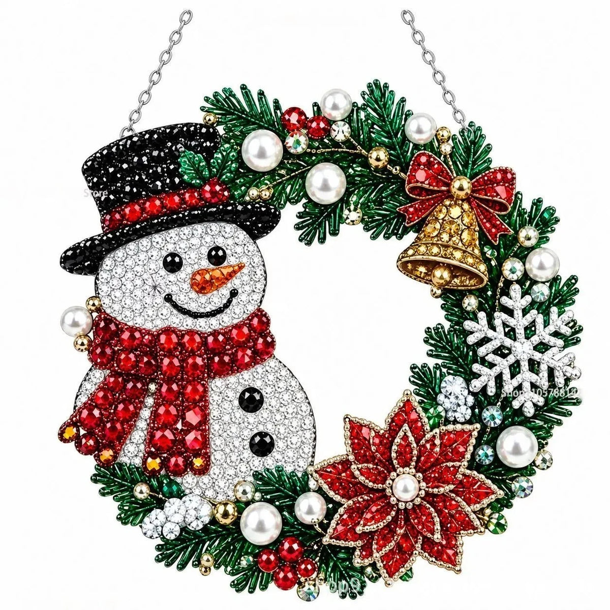 Kit de pintura com diamantes e motivos natalinos, conjunto de artesanato com diamantes acrílicos para iniciantes, com guirlanda de luzes e cordão, ideal como presente para as festas.