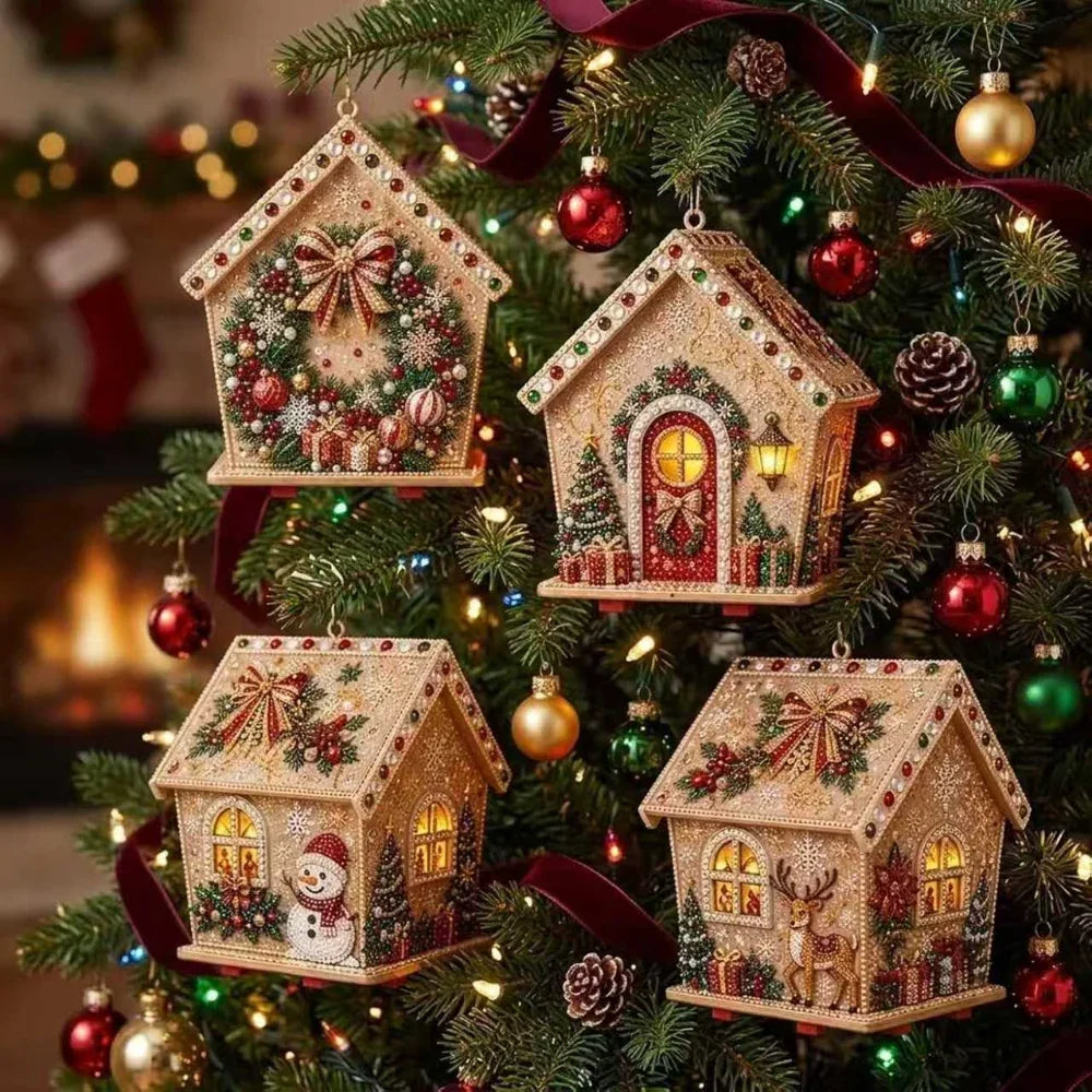 Kit de Pintura de Diamantes com Pérolas DIY, Tema Natalino, Papai Noel e Boneco de Neve, Artesanato Manual, Alivia o Tédio, Decoração para Casa, Ornamento, Presente, Acessório e Material