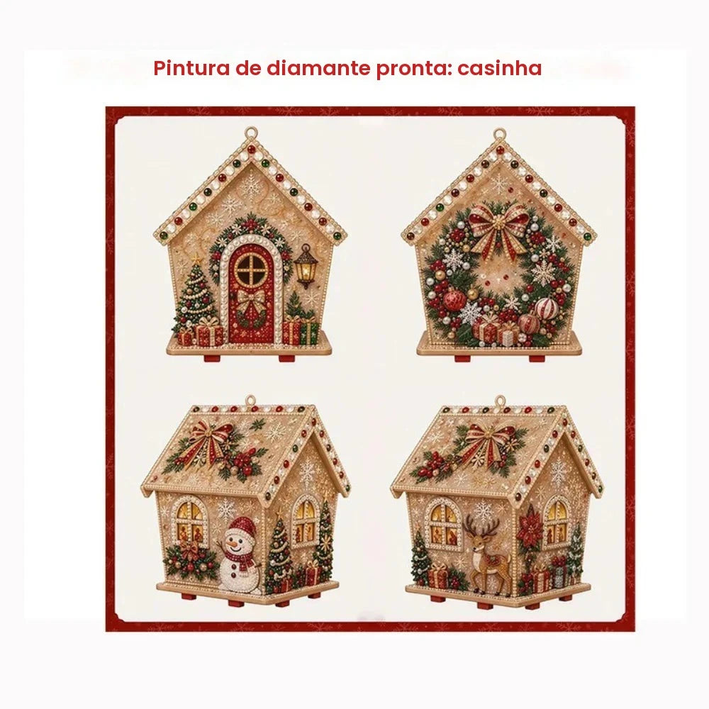 Kit de Pintura de Diamantes com Pérolas DIY, Tema Natalino, Papai Noel e Boneco de Neve, Artesanato Manual, Alivia o Tédio, Decoração para Casa, Ornamento, Presente, Acessório e Material
