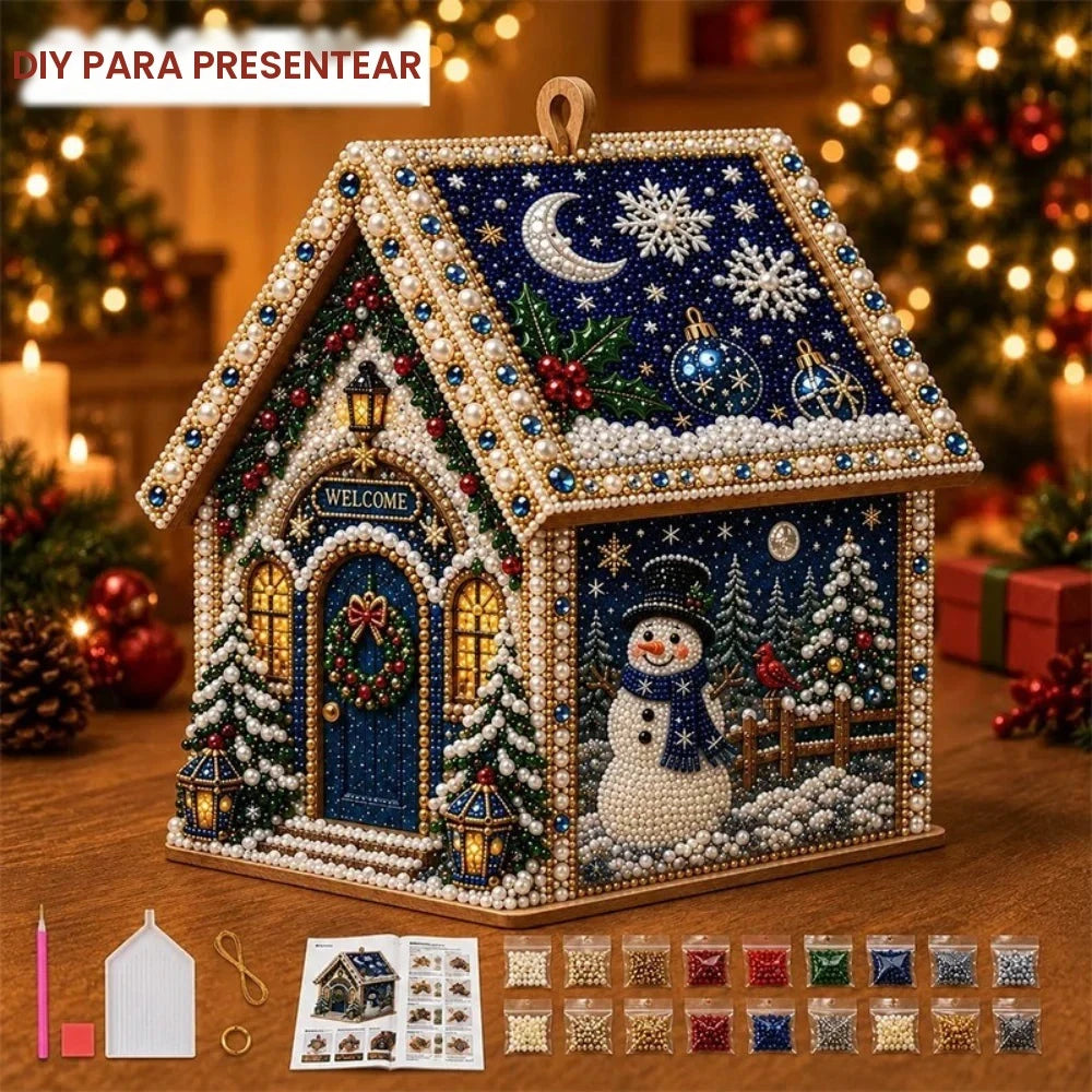 Kit de Pintura de Diamantes com Pérolas DIY, Tema Natalino, Papai Noel e Boneco de Neve, Artesanato Manual, Alivia o Tédio, Decoração para Casa, Ornamento, Presente, Acessório e Material