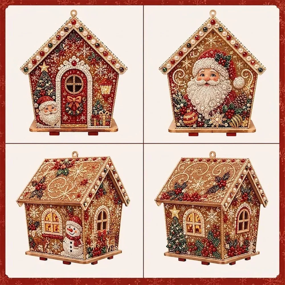 Kit de Pintura de Diamantes com Pérolas DIY, Tema Natalino, Papai Noel e Boneco de Neve, Artesanato Manual, Alivia o Tédio, Decoração para Casa, Ornamento, Presente, Acessório e Material