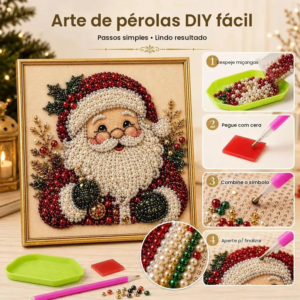 Kit de Pintura em Pérola e Diamante do Papai Noel, Arte DIY, Pintura Manual, Imagem Decorativa de Natal com Atmosfera Festiva, Presentes