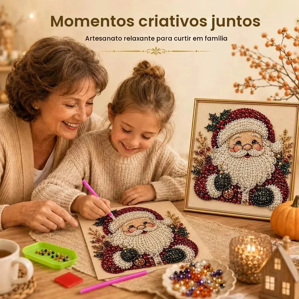Kit de Pintura em Pérola e Diamante do Papai Noel, Arte DIY, Pintura Manual, Imagem Decorativa de Natal com Atmosfera Festiva, Presentes