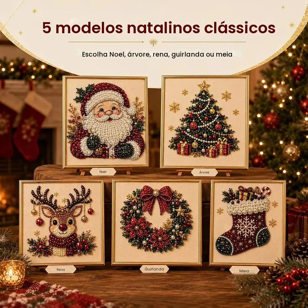 Kit de Pintura em Pérola e Diamante do Papai Noel, Arte DIY, Pintura Manual, Imagem Decorativa de Natal com Atmosfera Festiva, Presentes