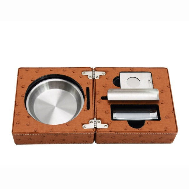 Kit de Viagem para Charuto com Cinzeiro e Cortador