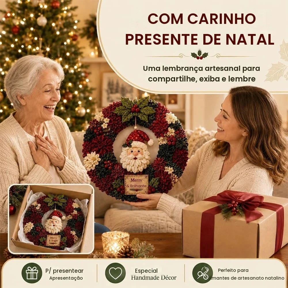 Kit DIY de Guirlanda 3D em Tecido para Fazer Guirlanda de Natal, Kit de Artesanato com Papai Noel, Decoração de Natal 2026 para Adultos, para Varanda