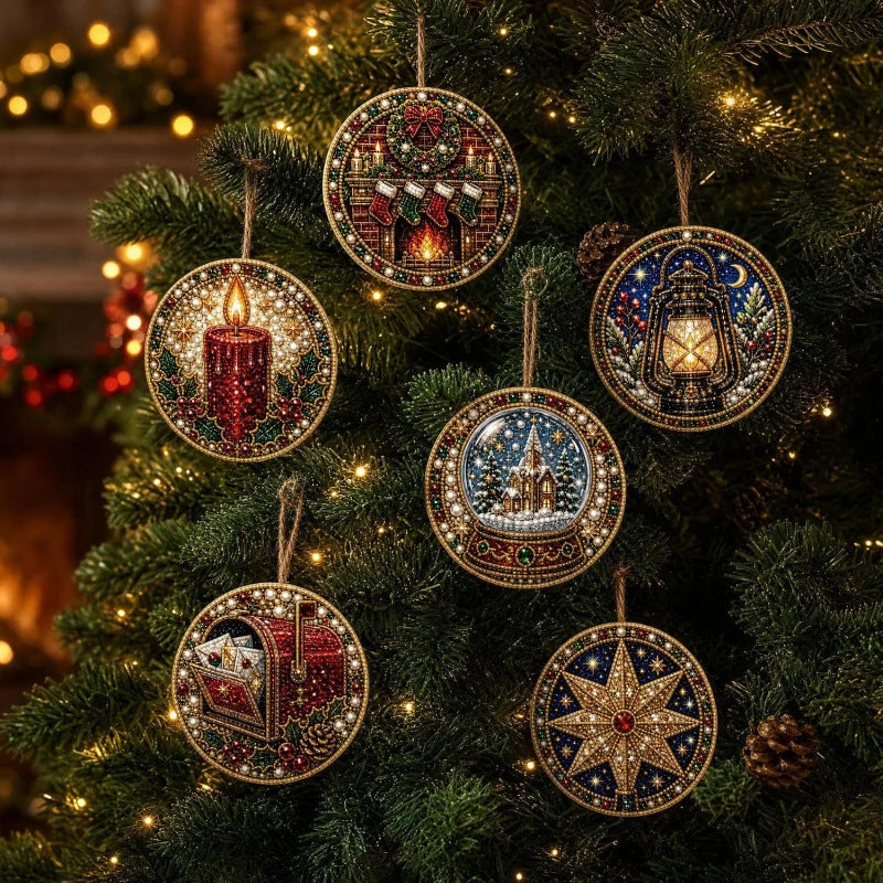 Kit DIY de pintura com diamantes e pérolas para o Natal, com 6 ou 4 peças, etiquetas decorativas para árvore de Natal feitas à mão, kit para criar enfeites de Natal para pendurar, fácil de usar e relaxante, ideal para iniciantes, pode ser usado como decoração de parede, decoração para árvore de Natal, decoração para presentes, cartão de agradecimento, presente para entusiastas de artesanato.