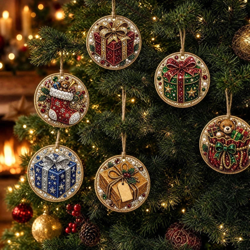 Kit DIY de pintura com diamantes e pérolas para o Natal, com 6 ou 4 peças, etiquetas decorativas para árvore de Natal feitas à mão, kit para criar enfeites de Natal para pendurar, fácil de usar e relaxante, ideal para iniciantes, pode ser usado como decoração de parede, decoração para árvore de Natal, decoração para presentes, cartão de agradecimento, presente para entusiastas de artesanato.