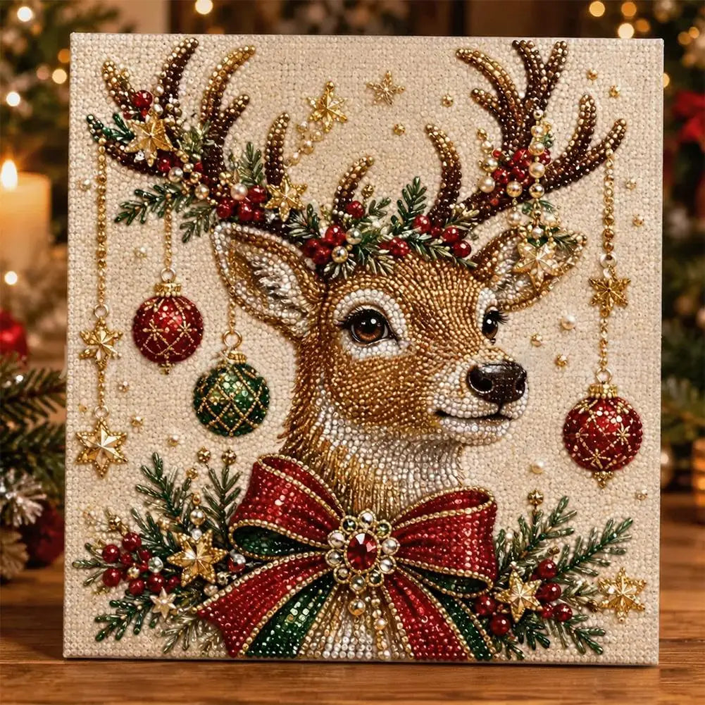 Kits de Arte com Pérolas DIY para o Natal 20x20cm, Conjunto de Arte com Pérolas para Pintura Diamante, Decoração DIY de Natal com Papai Noel, Rena e Carro 2026