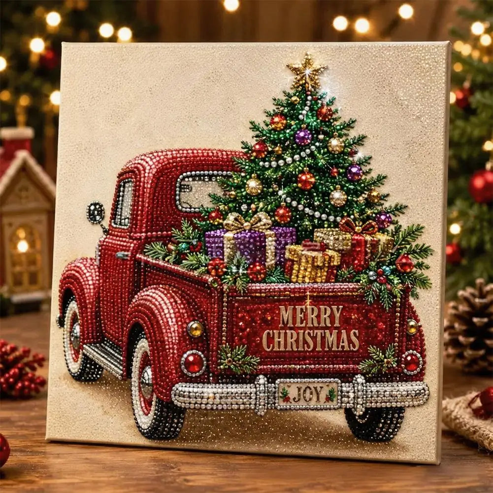 Kits de Arte com Pérolas DIY para o Natal 20x20cm, Conjunto de Arte com Pérolas para Pintura Diamante, Decoração DIY de Natal com Papai Noel, Rena e Carro 2026
