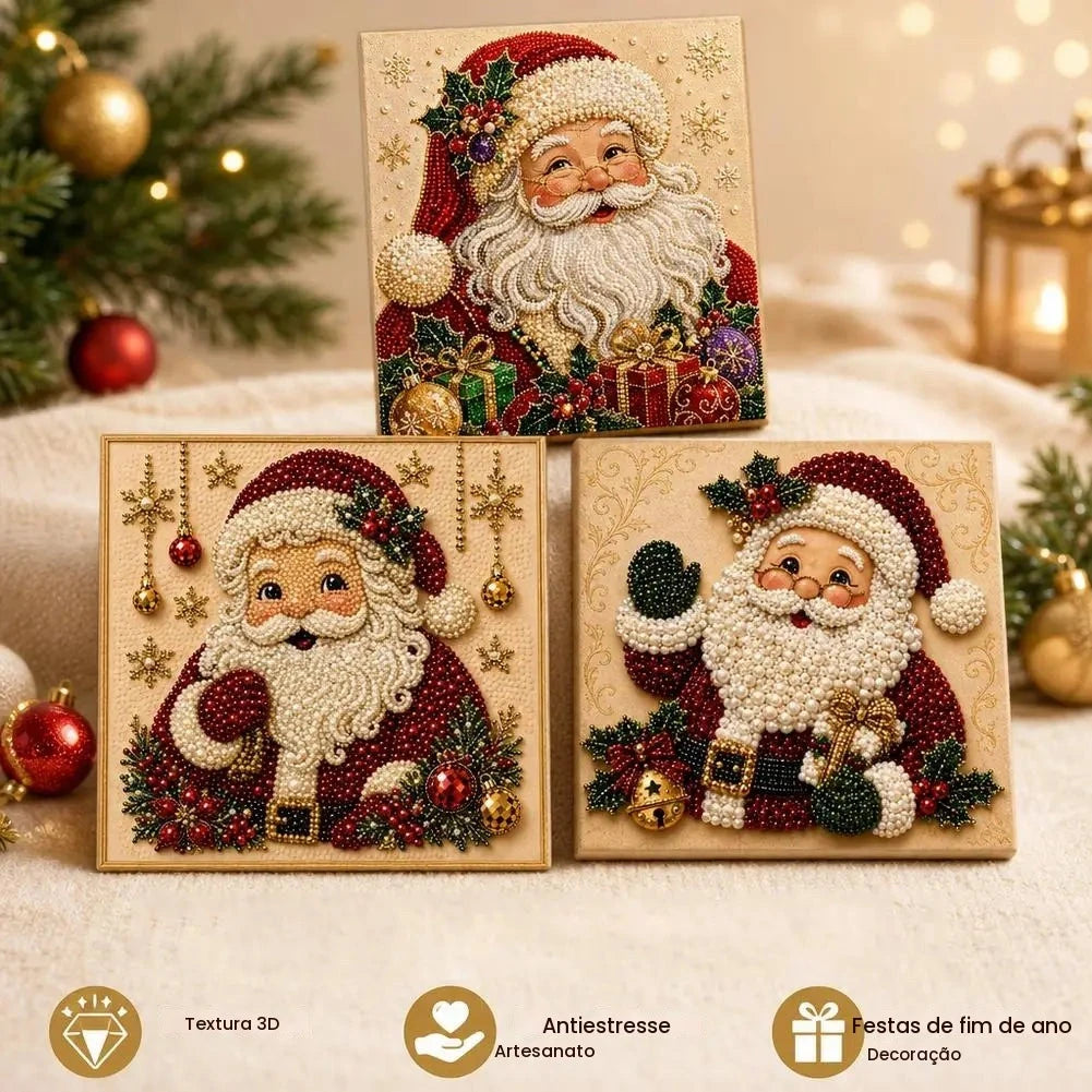 Kits de Arte com Pérolas DIY para o Natal 20x20cm, Conjunto de Arte com Pérolas para Pintura Diamante, Decoração DIY de Natal com Papai Noel, Rena e Carro 2026