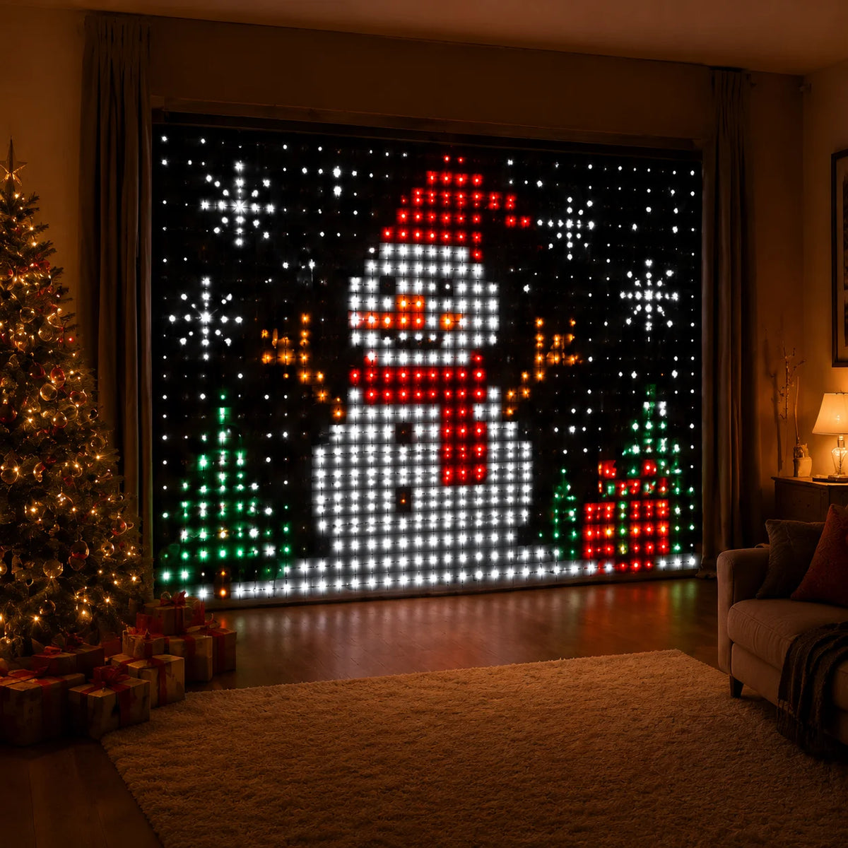 Luzes de Cortina LED Pixel com Alimentação USB, Luzes Inteligentes RGB para Exibição de Padrões DIY para Decoração de Janelas, Paredes e Festas