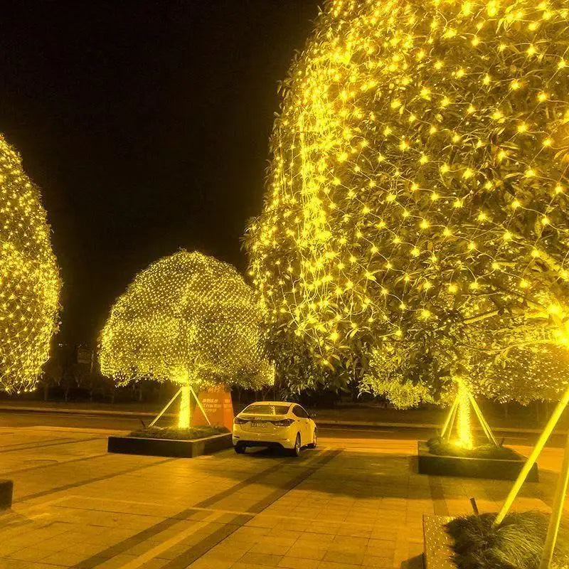 Luzes de Natal à Prova d'Água para Exterior 3x2m, Decoração de Cortina de Malha para Casamentos e Festas