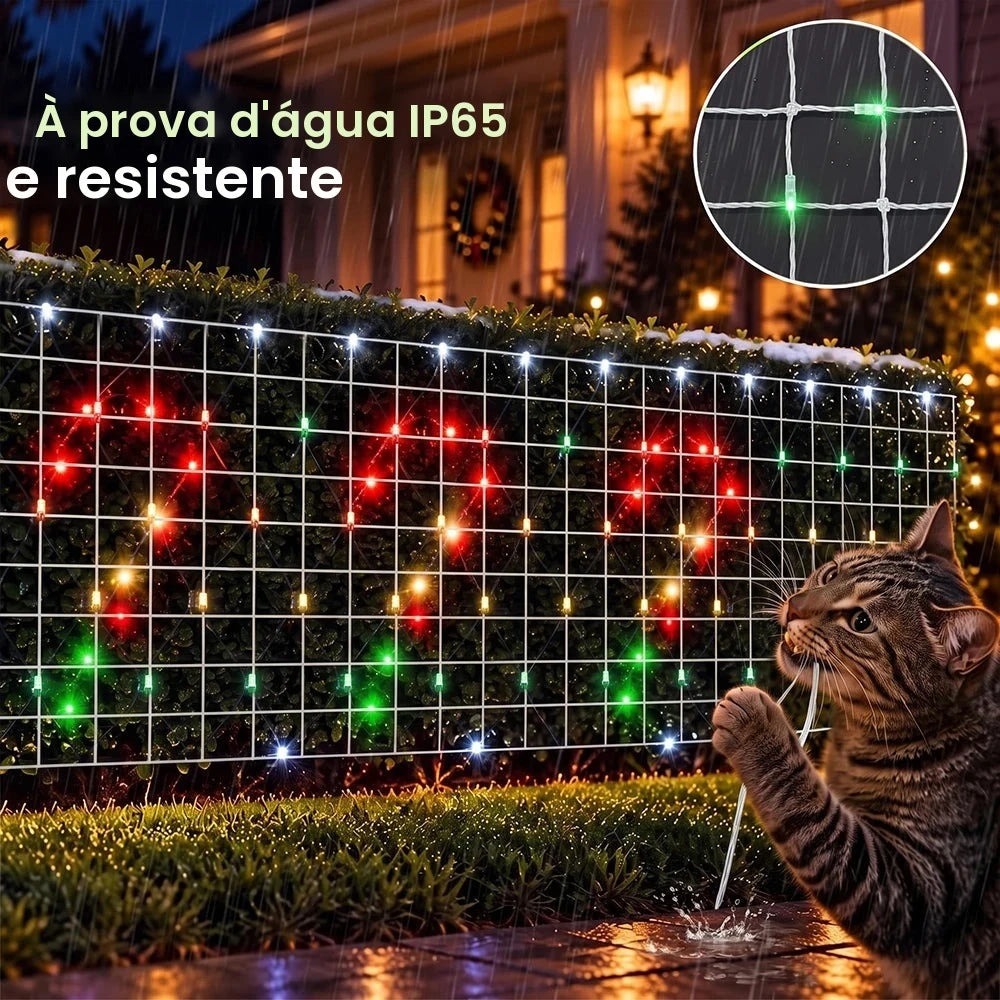 Luzes de rede de Natal inteligentes para montar você mesmo, luzes de malha para uso externo, ideais para decorar arbustos e pátios, luzes de grade com efeito de mudança de cor, à prova d'água (IP65).