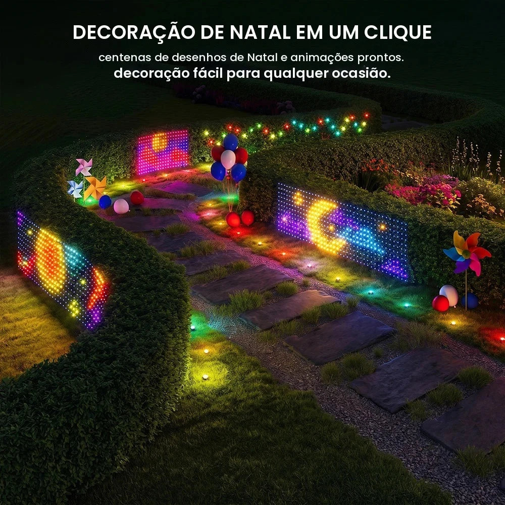 Luzes de rede de Natal inteligentes para montar você mesmo, luzes de malha para uso externo, ideais para decorar arbustos e pátios, luzes de grade com efeito de mudança de cor, à prova d'água (IP65).