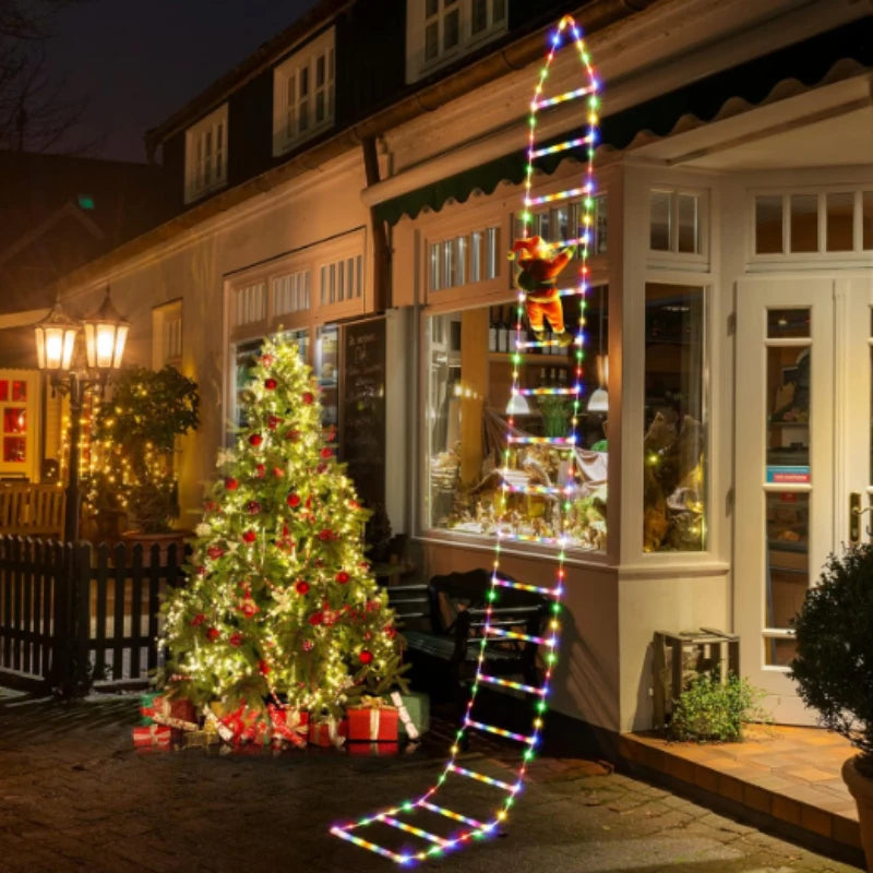 Natal led papai noel escada de escalada luz usb plug 8 modos piscando casa navidad festa decoração árvore natal janela parede
