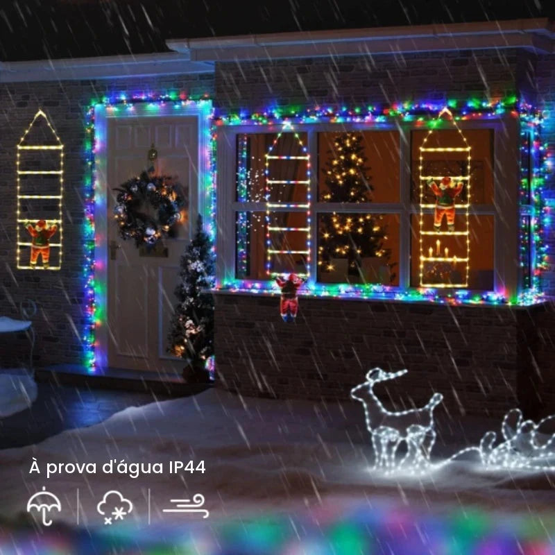 Natal led papai noel escada de escalada luz usb plug 8 modos piscando casa navidad festa decoração árvore natal janela parede