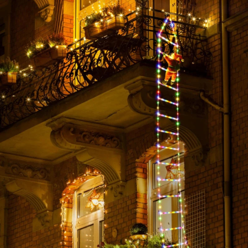 Natal led papai noel escada de escalada luz usb plug 8 modos piscando casa navidad festa decoração árvore natal janela parede