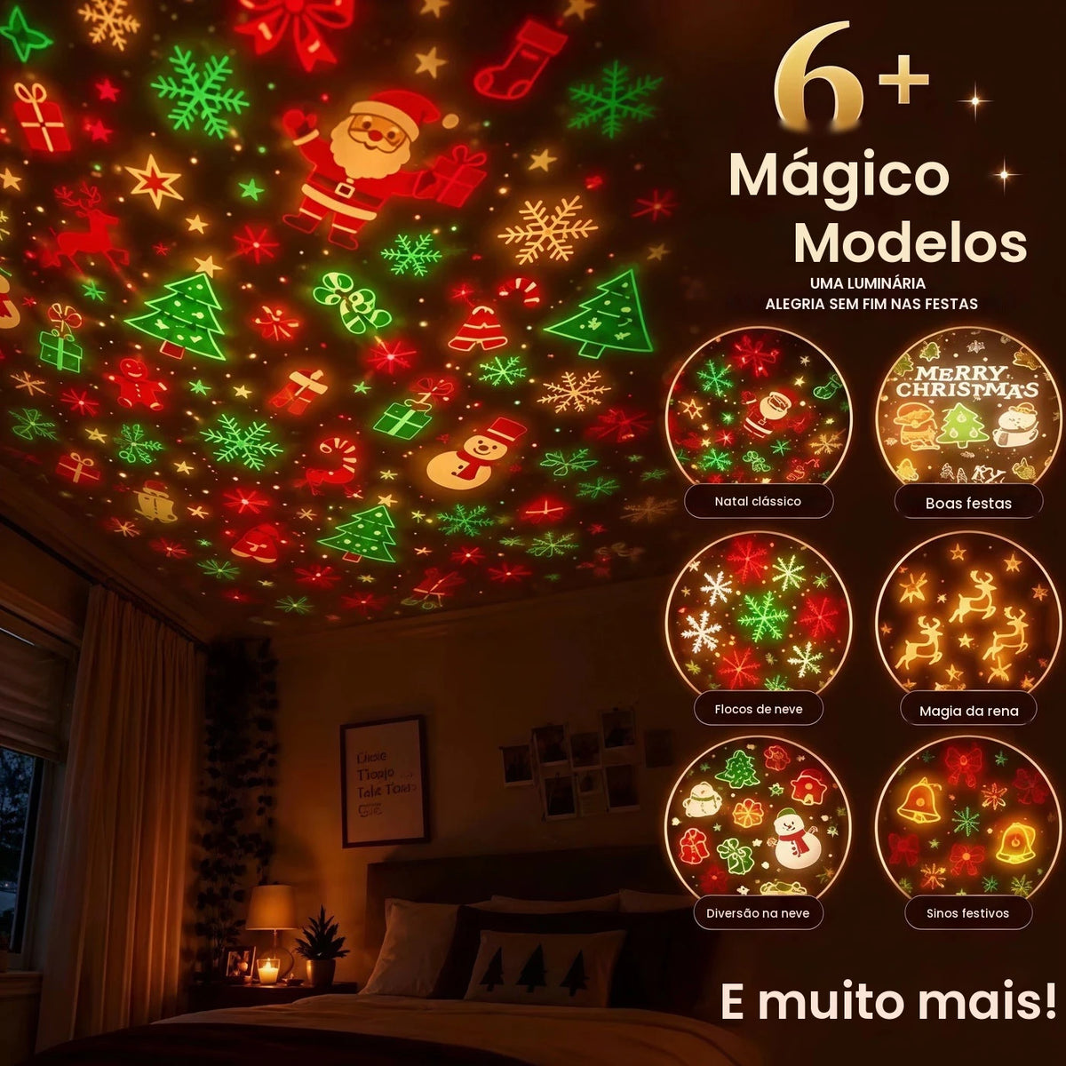 Nova Lâmpada de Teto TK Aconchegante para Decoração de Natal e Halloween, Projetor de Luz para Festas em Casa, Decoração de Natal e Feriados