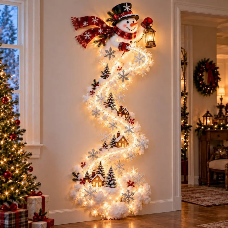 Nova Luz de Parede Mágica de Natal - Decorações de Natal LED Brilhantes 2026, Papai Noel, Trem, Rena, Presente, Artigos para Festa de Natal