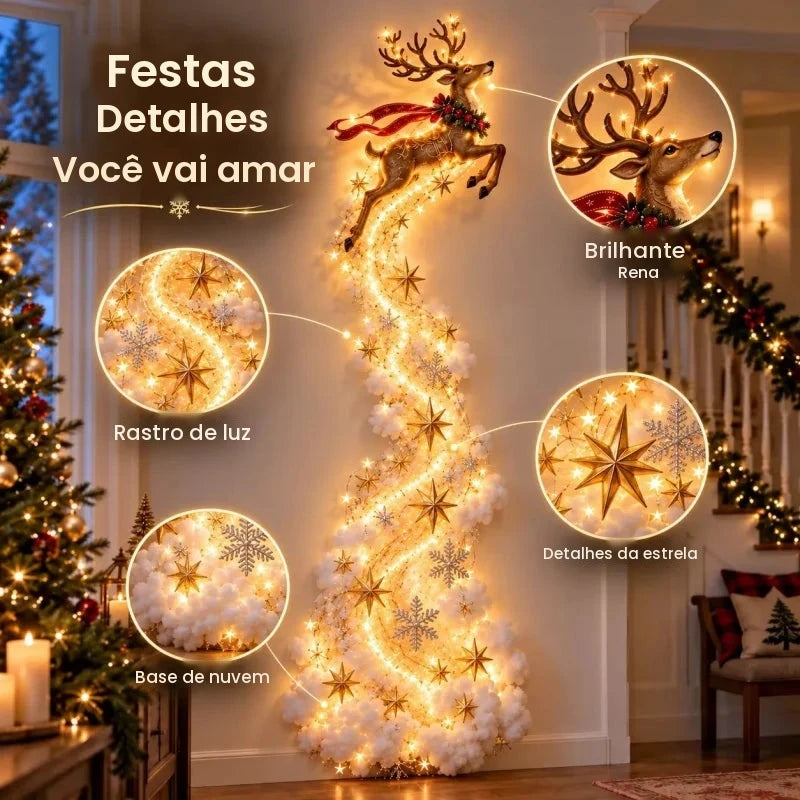 Nova Luz de Parede Mágica de Natal - Decorações de Natal LED Brilhantes 2026, Papai Noel, Trem, Rena, Presente, Artigos para Festa de Natal