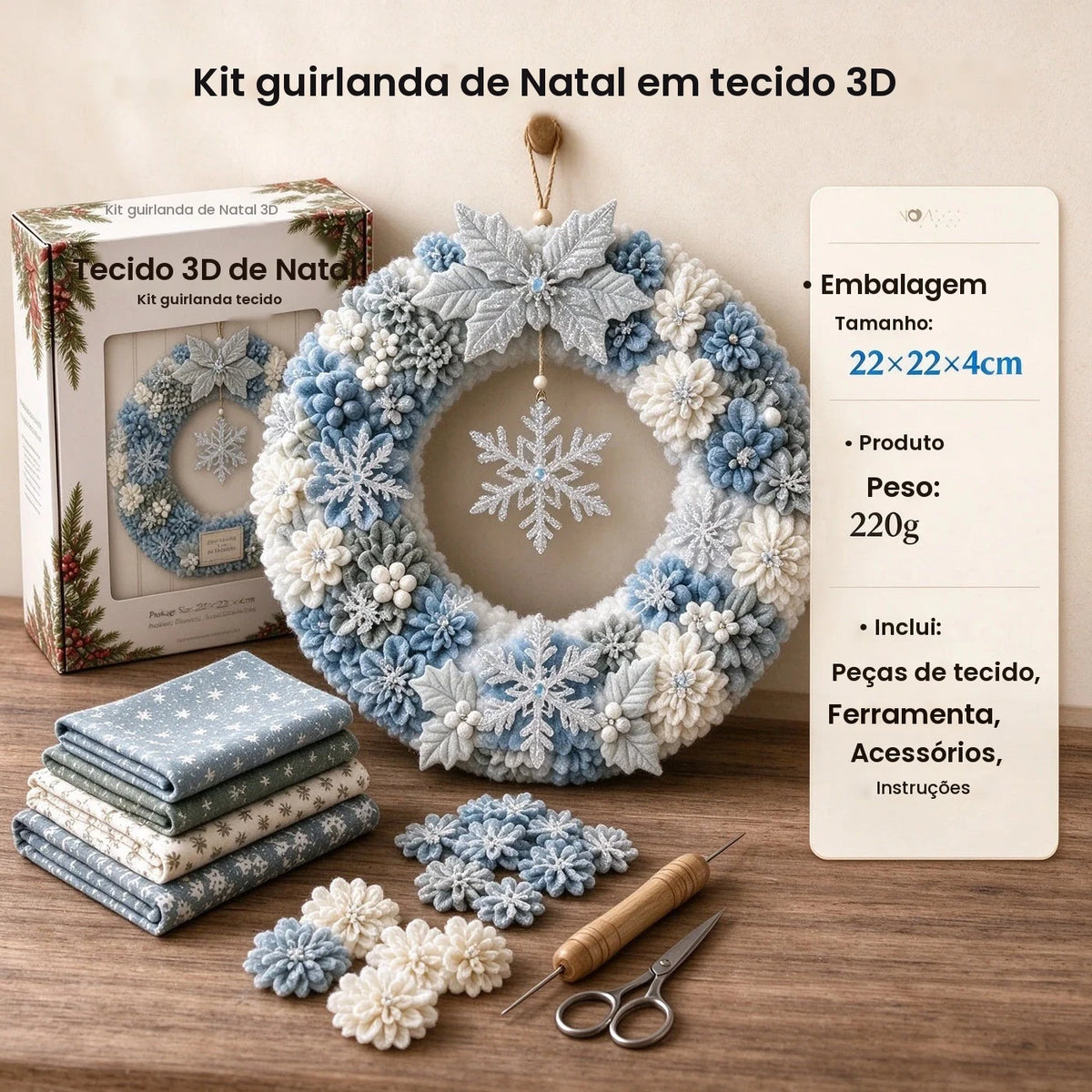 Novo Kit DIY de Guirlanda de Tecido Poke, Boneco de Neve Poke, Alce, Cena de Neve, Papai Noel, Elemento de Árvore de Natal, Decoração de Casa, Ornamento Festivo