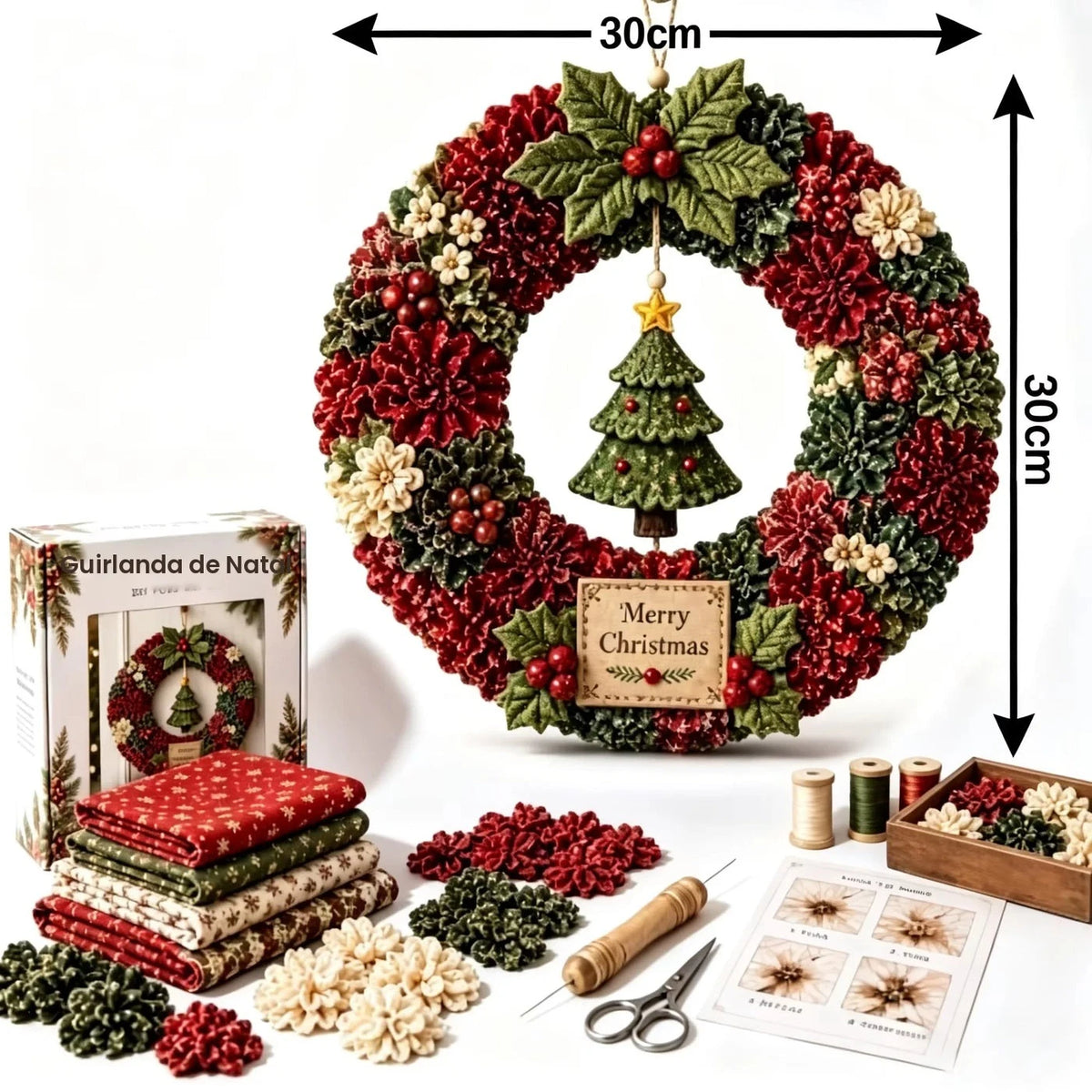 Novo Kit DIY de Guirlanda de Tecido Poke, Boneco de Neve Poke, Alce, Cena de Neve, Papai Noel, Elemento de Árvore de Natal, Decoração de Casa, Ornamento Festivo