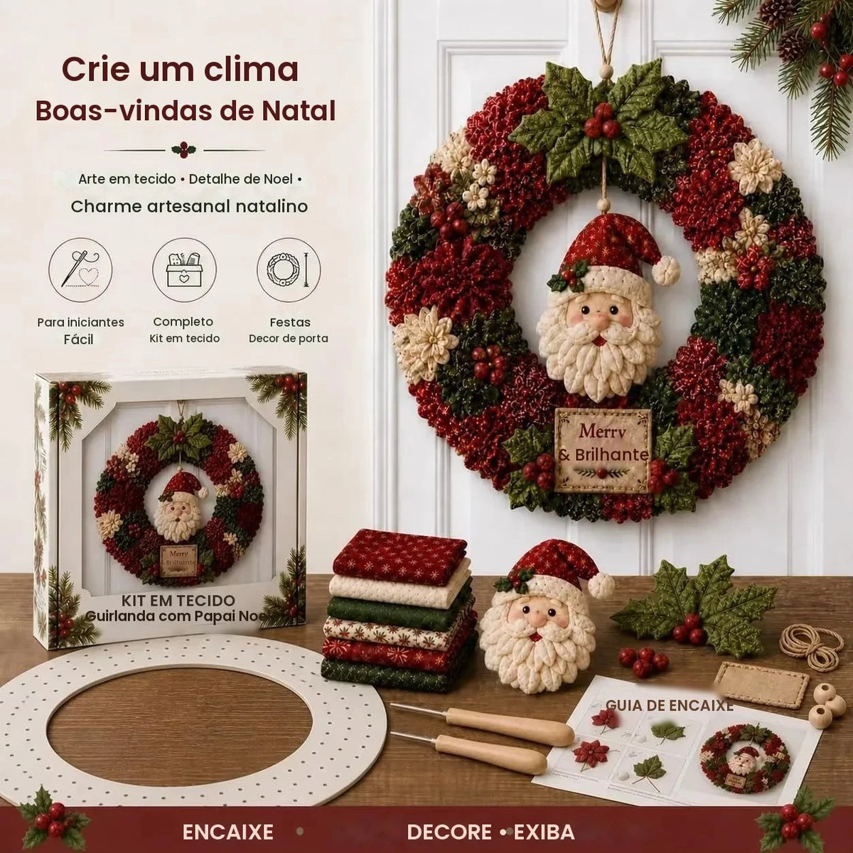 Novo Kit DIY de Guirlanda de Tecido Poke, Boneco de Neve Poke, Alce, Cena de Neve, Papai Noel, Elemento de Árvore de Natal, Decoração de Casa, Ornamento Festivo