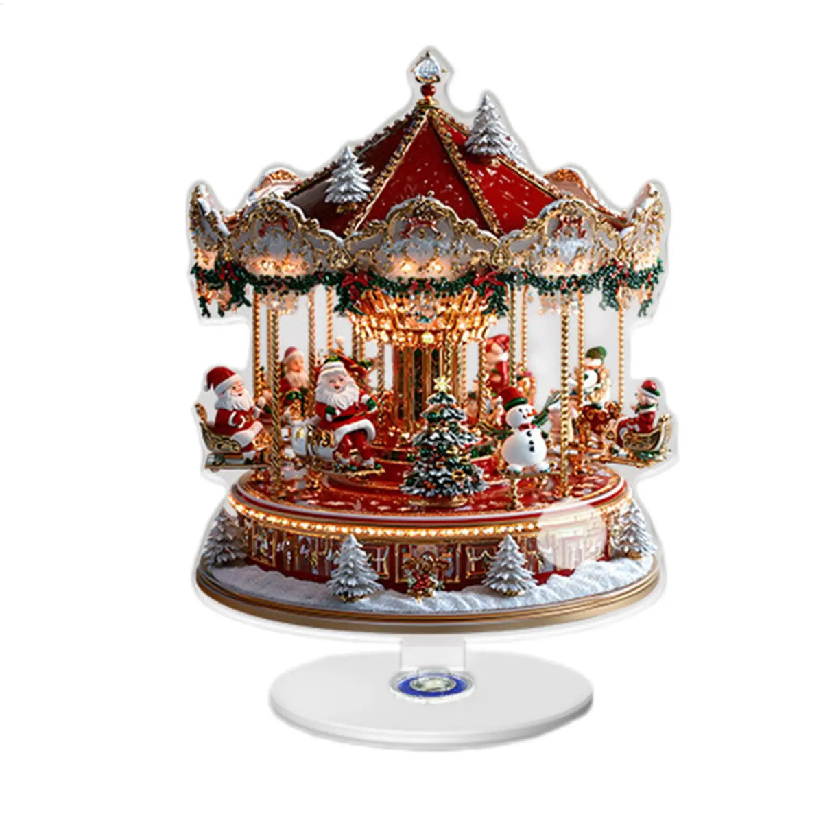 Ornamento de Carrossel em Acrílico 2D, Placa de Exibição de Roda Gigante, Decoração de Natal e Feriados 2026, Artigos para Festas de Natal