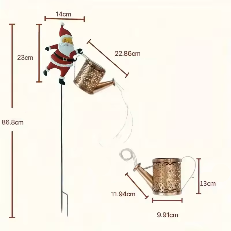 Papai Noel Solar com Chaleira Iluminada