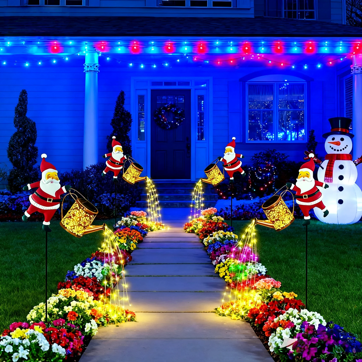 Papai Noel Solar com Chaleira Iluminada